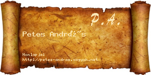 Petes András névjegykártya