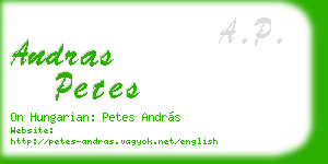 andras petes business card
